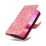 Custodia portafoglio in pelle goffrata per iPhone 15 e 16