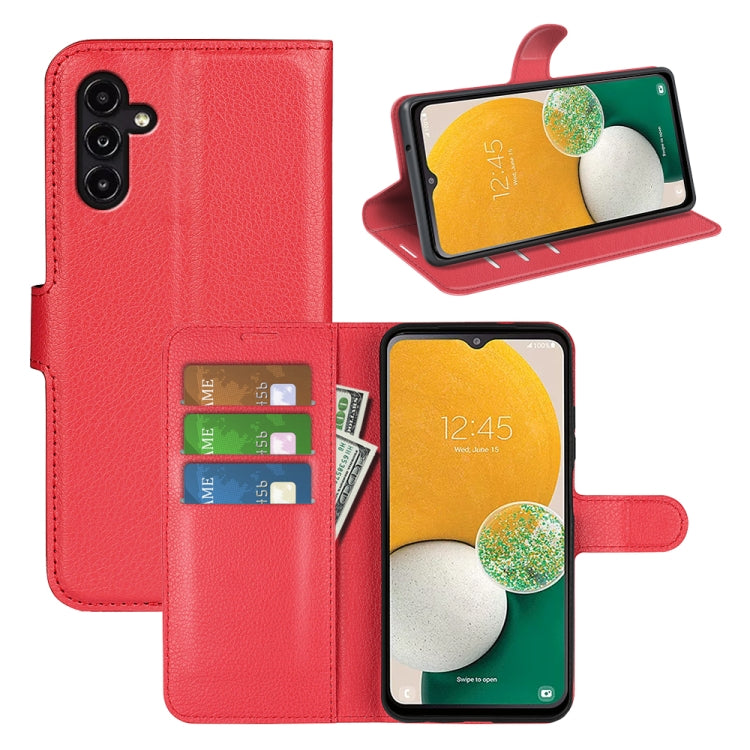 Custodia portafoglio Samsung Galaxy A14 5G con texture Litchi