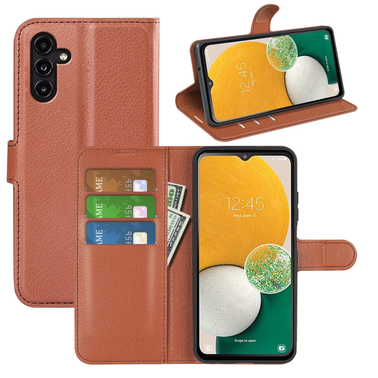 Custodia portafoglio Samsung Galaxy A14 5G con texture Litchi