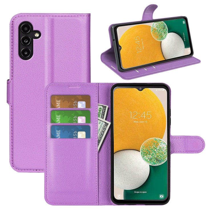 Custodia portafoglio Samsung Galaxy A14 5G con texture Litchi