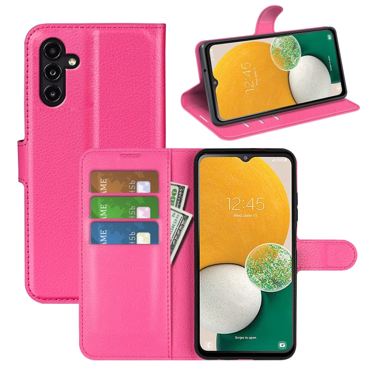 Custodia portafoglio Samsung Galaxy A14 5G con texture Litchi