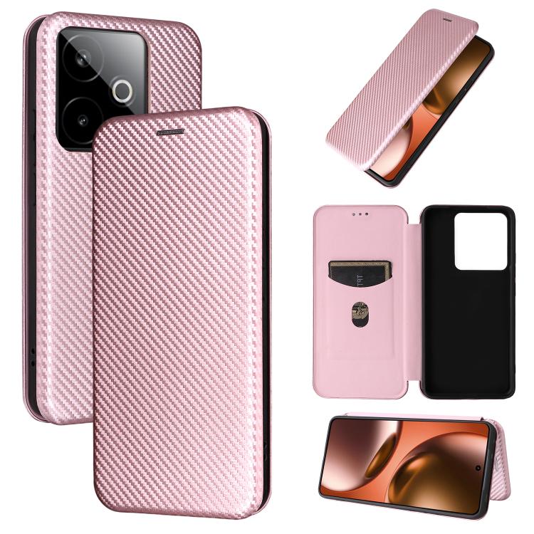 Custodia in pelle con vibrazione in fibra di carbonio per Realme C85 Pro 4G, 15T