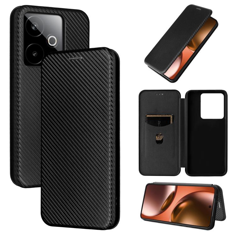 Custodia in pelle con vibrazione in fibra di carbonio per Realme C85 Pro 4G, 15T