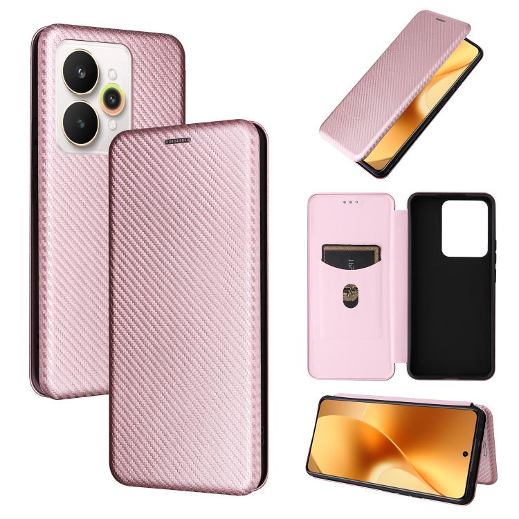 Custodia in pelle con vibrazione in fibra di carbonio per Realme C85 Pro 4G, 15T