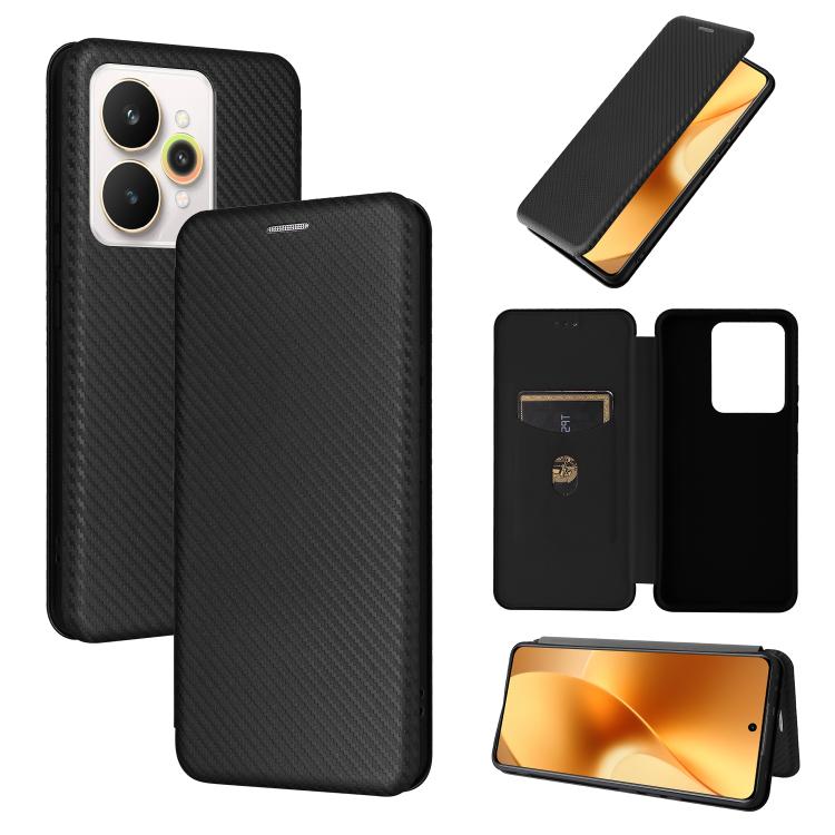 Custodia in pelle con vibrazione in fibra di carbonio per Realme C85 Pro 4G, 15T