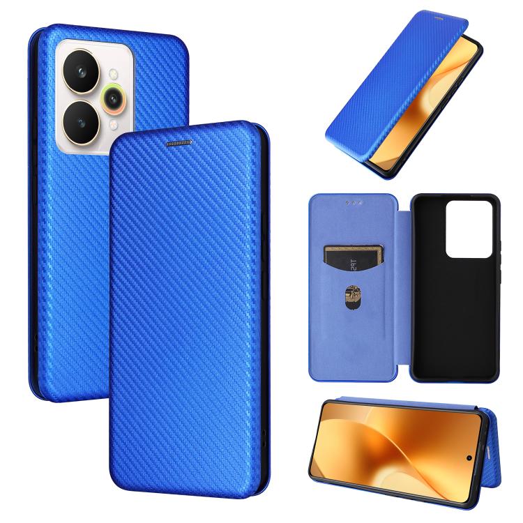 Custodia in pelle con vibrazione in fibra di carbonio per Realme C85 Pro 4G, 15T