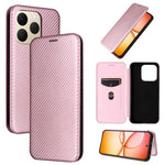 Custodia in pelle con vibrazione in fibra di carbonio per Realme C85 Pro 4G, 15T