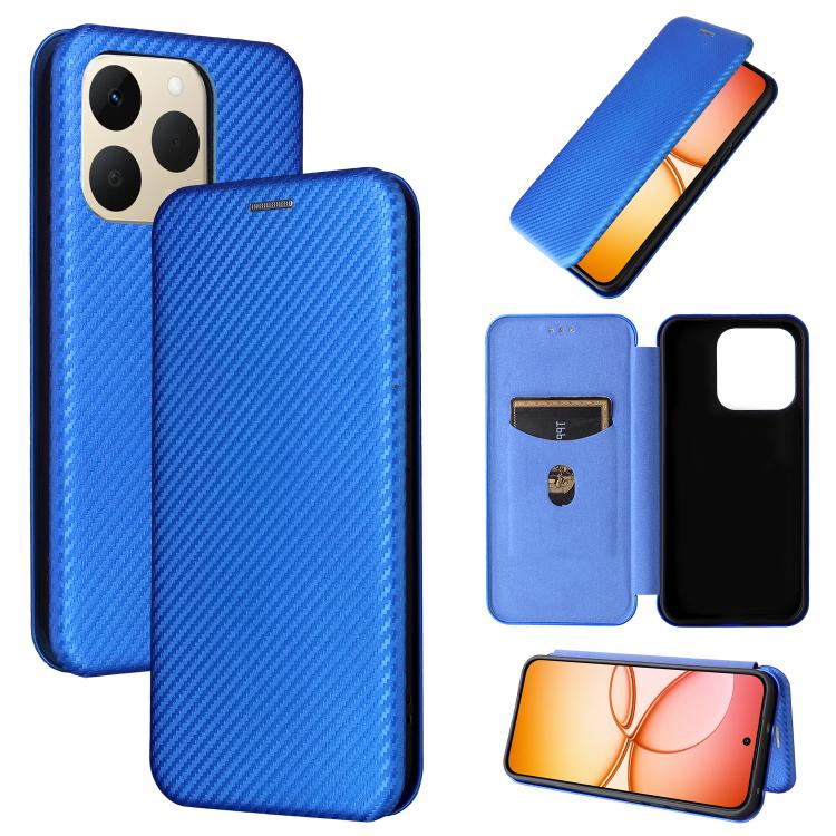 Custodia in pelle con vibrazione in fibra di carbonio per Realme C85 Pro 4G, 15T