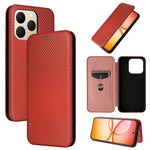 Custodia in pelle con vibrazione in fibra di carbonio per Realme C85 Pro 4G, 15T