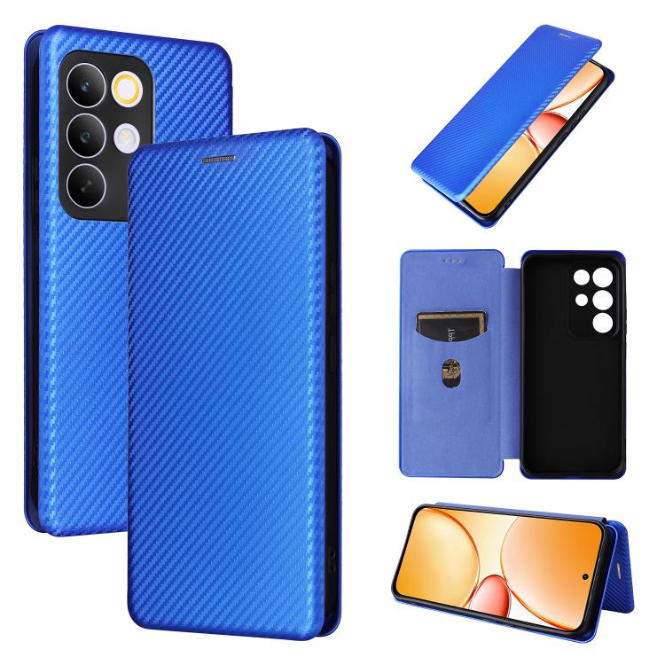 Custodia in pelle con vibrazione in fibra di carbonio per Realme C85 Pro 4G, 15T