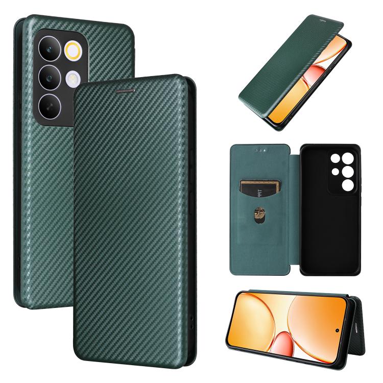 Custodia in pelle con vibrazione in fibra di carbonio per Realme C85 Pro 4G, 15T