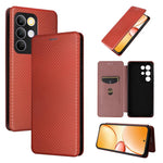 Custodia in pelle con vibrazione in fibra di carbonio per Realme C85 Pro 4G, 15T