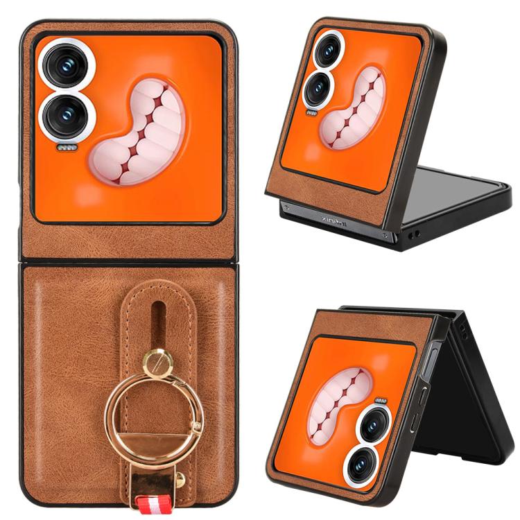 Custodia in pelle con cinturino per Tecno Phantom V Flip2, Fold2 e Fold