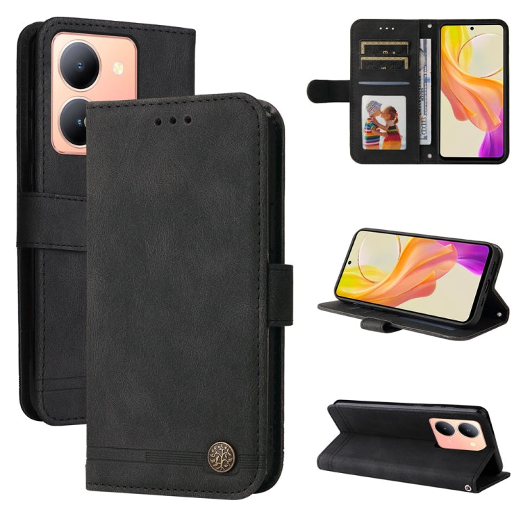Custodia in pelle con bottone metallo per vivo Y78 5G