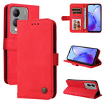 Custodia in pelle con bottone metallo per vivo Y78 5G