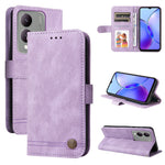 Custodia in pelle con bottone metallo per vivo Y78 5G