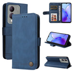 Custodia in pelle con bottone metallo per vivo Y78 5G