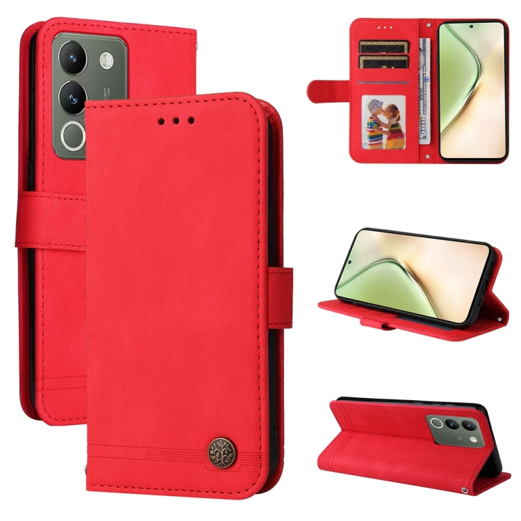 Custodia in pelle con bottone metallo per vivo Y78 5G