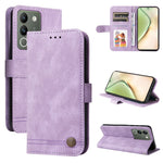 Custodia in pelle con bottone metallo per vivo Y78 5G