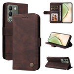 Custodia in pelle con bottone metallo per vivo Y78 5G