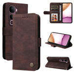 Custodia in pelle con bottone metallo e albero della vita per vivo V50 Lite