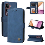 Custodia in pelle con bottone metallo e albero della vita per vivo V50 Lite
