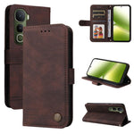 Custodia in pelle con bottone metallo e albero della vita per vivo V50 Lite
