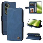 Custodia in pelle con bottone metallo e albero della vita per vivo V50 Lite