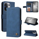 Custodia in pelle con bottone metallo e albero della vita per vivo V50 Lite