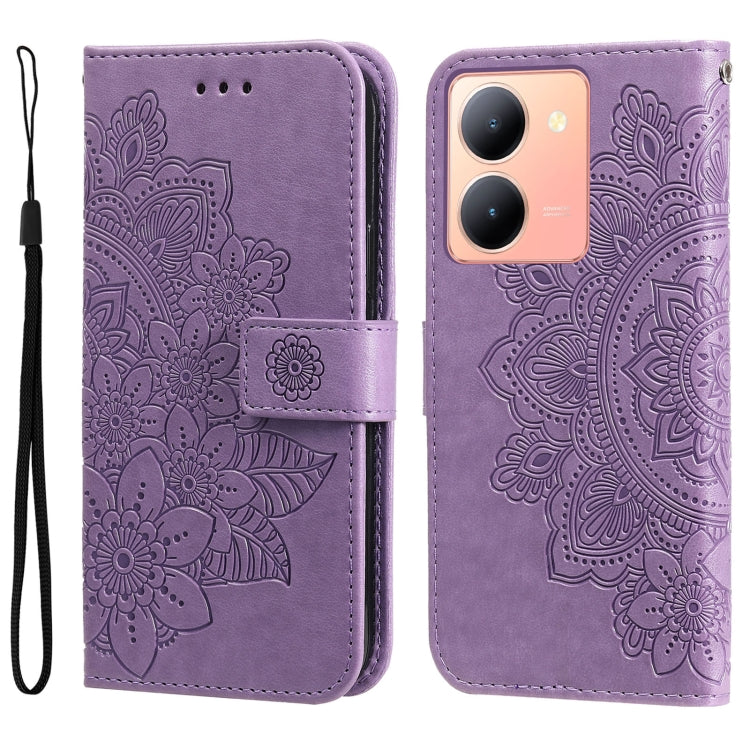 Custodia per telefono in pelle goffrata con fiori a 7 petali, For vivo Y78 5G Foreign
