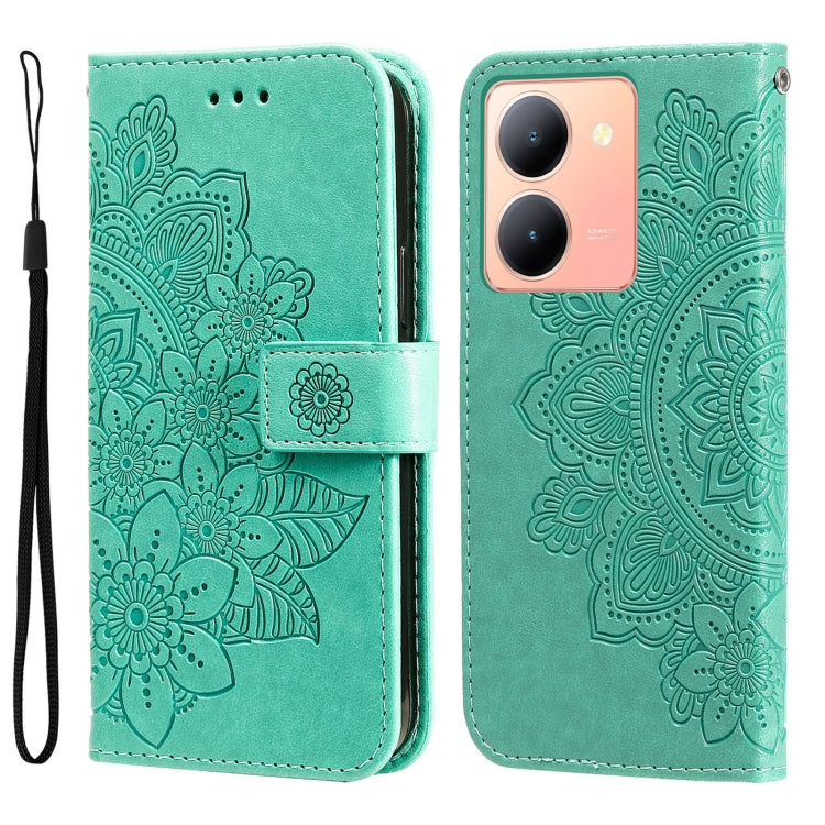 Custodia per telefono in pelle goffrata con fiori a 7 petali, For vivo Y78 5G Foreign