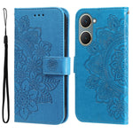 Custodia in pelle goffrata con fiori a 7 petali per vivo Y03 4G, Y200 / V29e