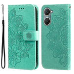 Custodia in pelle goffrata con fiori a 7 petali per vivo Y03 4G, Y200 / V29e