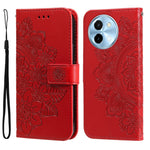 Custodia in pelle goffrata con fiori a 7 petali per vivo Y03 4G, Y200 / V29e