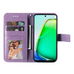 Custodia in pelle goffrata con fiori a 7 petali per vivo Y03 4G, Y200 / V29e