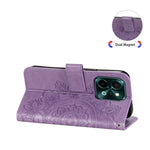 Custodia in pelle goffrata con fiori a 7 petali per vivo Y03 4G, Y200 / V29e