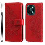 Custodia in pelle goffrata con fiori a 7 petali per vivo Y03 4G, Y200 / V29e