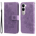 Custodia in pelle goffrata con fiori a 7 petali per vivo Y300 Pro, Y28 4G