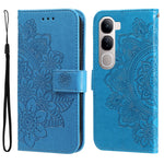 Custodia in pelle goffrata con fiori a 7 petali per vivo Y300 Pro, Y28 4G