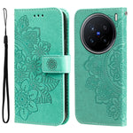 Custodia in pelle goffrata con fiori a 7 petali per vivo Y300 Pro, Y28 4G