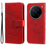 Custodia in pelle goffrata con fiori a 7 petali per vivo Y300 Pro, Y28 4G