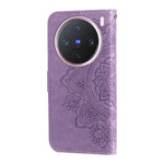 Custodia in pelle goffrata con fiori a 7 petali per vivo Y300 Pro, Y28 4G