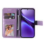 Custodia in pelle goffrata con fiori a 7 petali per vivo Y300 Pro, Y28 4G