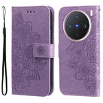 Custodia in pelle goffrata con fiori a 7 petali per vivo Y300 Pro, Y28 4G