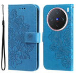 Custodia in pelle goffrata con fiori a 7 petali per vivo Y300 Pro, Y28 4G
