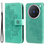 Custodia in pelle goffrata con fiori a 7 petali per vivo Y300 Pro, Y28 4G