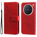 Custodia in pelle goffrata con fiori a 7 petali per vivo Y300 Pro, Y28 4G