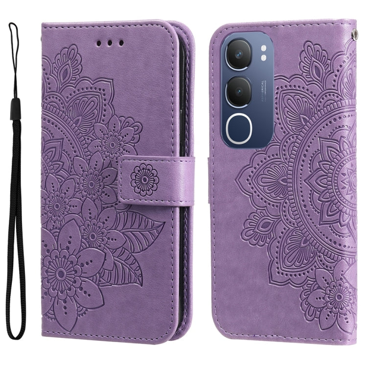 Custodia in pelle goffrata con fiori a 7 petali per vivo X200, X200 Pro mini