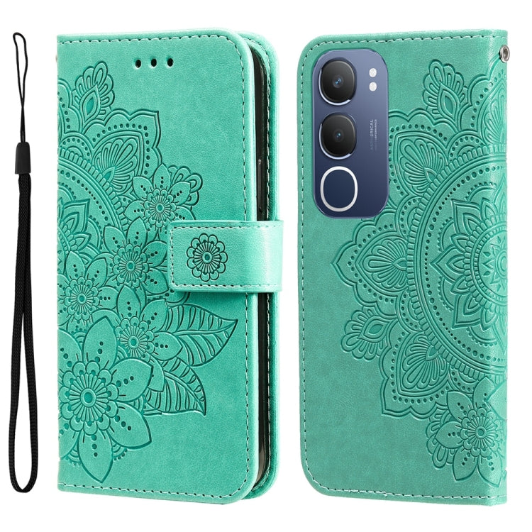 Custodia in pelle goffrata con fiori a 7 petali per vivo X200, X200 Pro mini