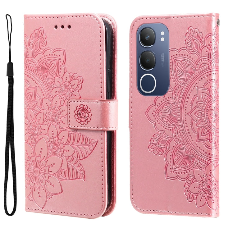 Custodia in pelle goffrata con fiori a 7 petali per vivo X200, X200 Pro mini